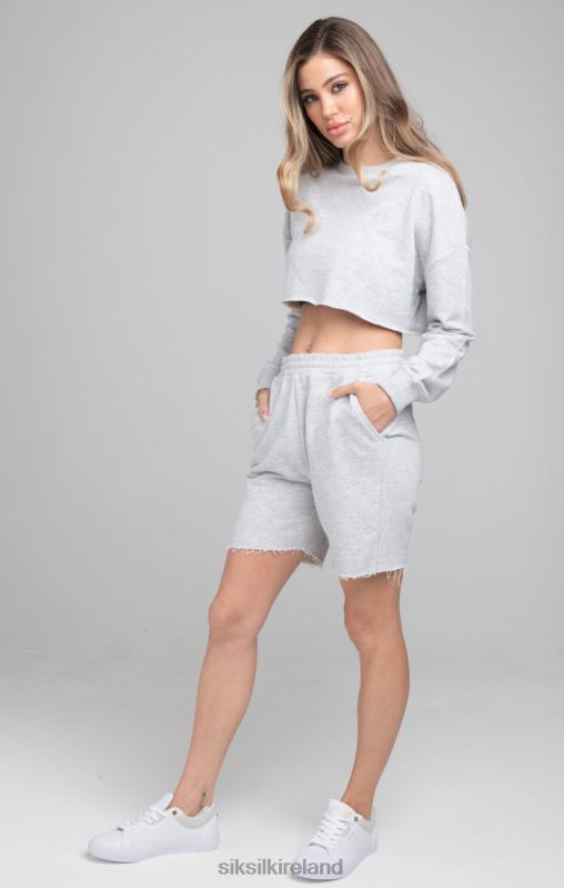 SikSilk Women Cropped Sweatshirt - Grey Marl XTFJ122 Apparel