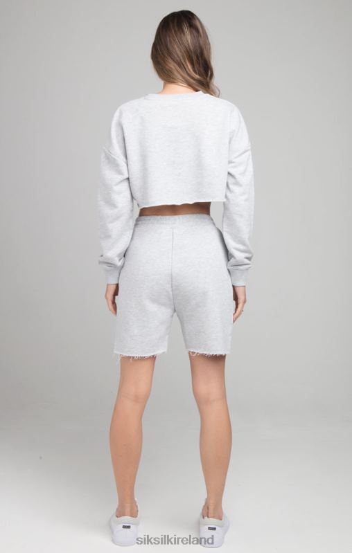 SikSilk Women Cropped Sweatshirt - Grey Marl XTFJ122 Apparel