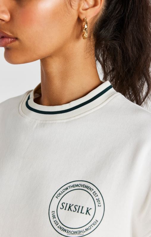 SikSilk Women Ecru Crop Sweatshirt XTFJ78 Apparel