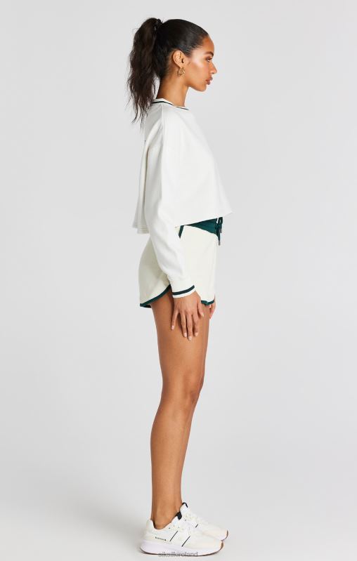 SikSilk Women Ecru Crop Sweatshirt XTFJ78 Apparel