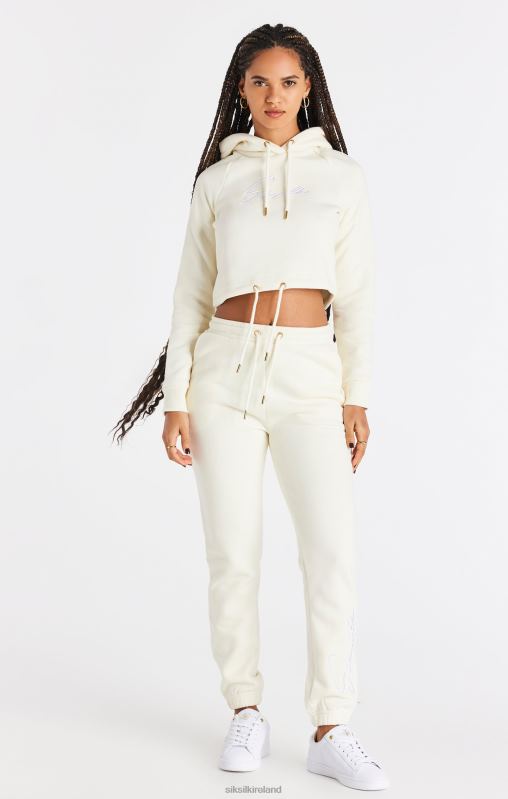 SikSilk Women Ecru Cropped Hoodie XTFJ86 Apparel