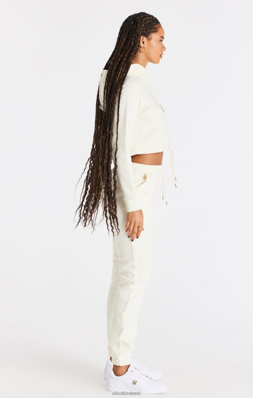 SikSilk Women Ecru Cropped Hoodie XTFJ86 Apparel