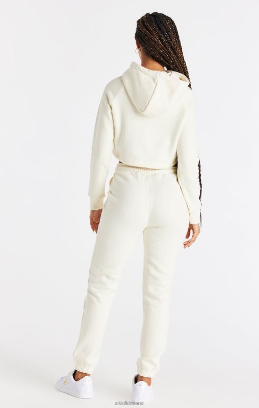 SikSilk Women Ecru Cropped Hoodie XTFJ86 Apparel