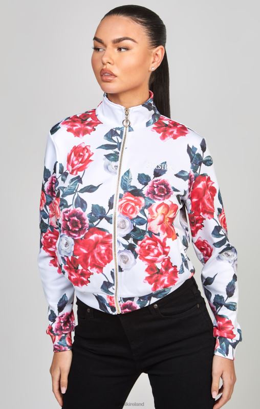 SikSilk Women Ecru Floral Track Top XTFJ77 Apparel