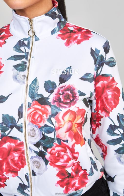 SikSilk Women Ecru Floral Track Top XTFJ77 Apparel