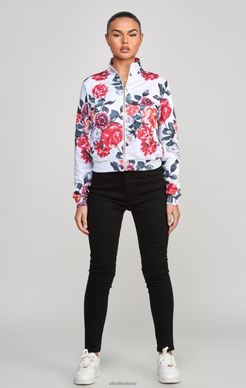SikSilk Women Ecru Floral Track Top XTFJ77 Apparel