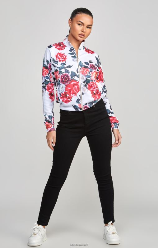 SikSilk Women Ecru Floral Track Top XTFJ77 Apparel