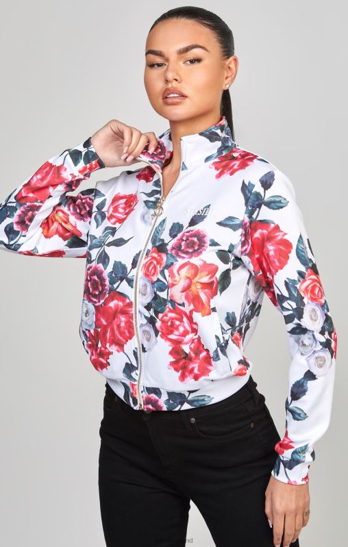 SikSilk Women Ecru Floral Track Top XTFJ77 Apparel