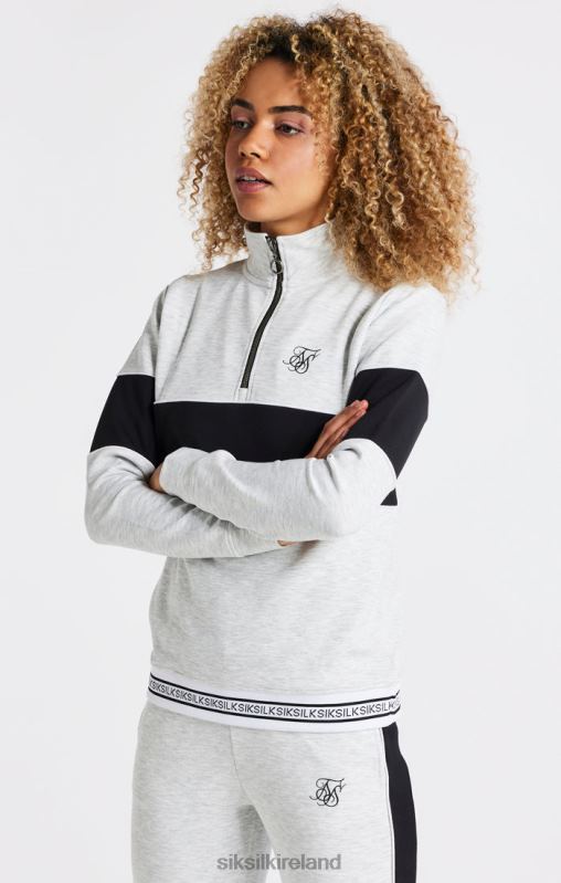 SikSilk Women Grey Marl 1/4 Zip Track Top XTFJ118 Apparel