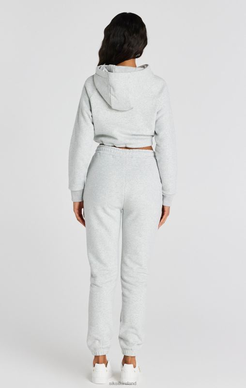 SikSilk Women Grey Marl Signature Crop Hoodie XTFJ95 Apparel