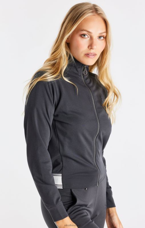 SikSilk Women Grey Zip Track Top XTFJ81 Apparel
