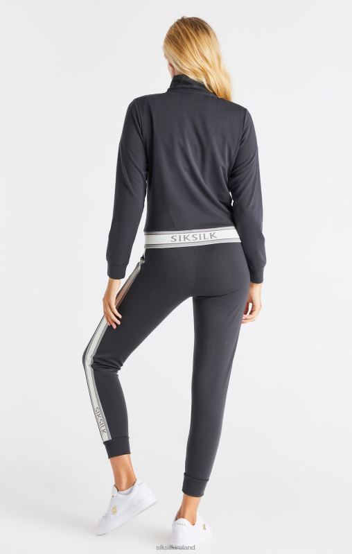 SikSilk Women Grey Zip Track Top XTFJ81 Apparel