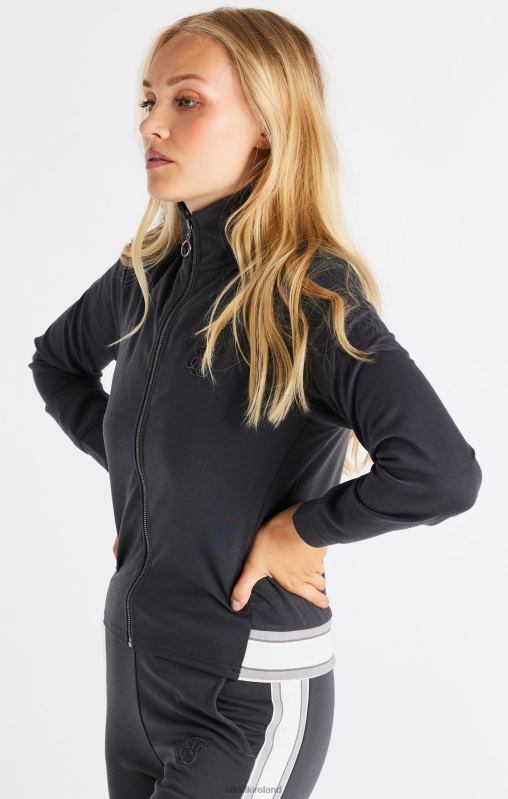 SikSilk Women Grey Zip Track Top XTFJ81 Apparel