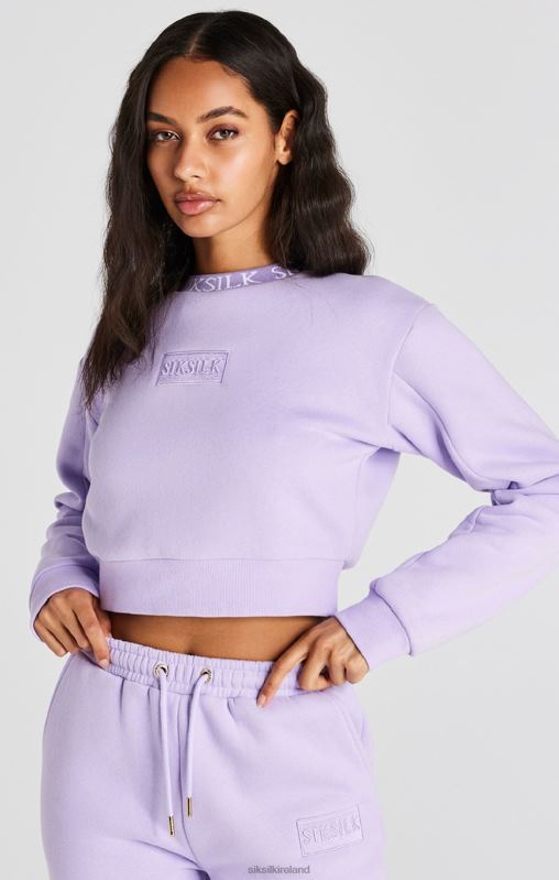SikSilk Women Lilac Crop Sweatshirt XTFJ82 Apparel