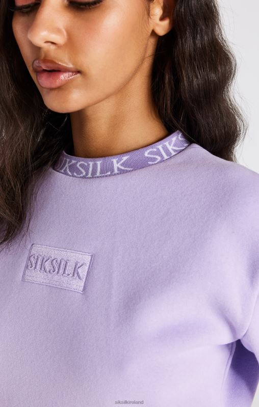 SikSilk Women Lilac Crop Sweatshirt XTFJ82 Apparel
