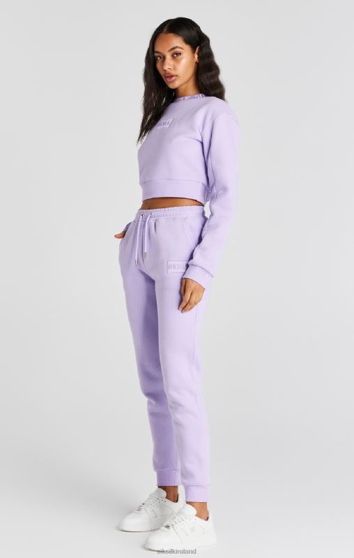 SikSilk Women Lilac Crop Sweatshirt XTFJ82 Apparel