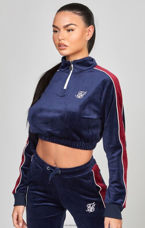 SikSilk Women Navy Velour Track Top XTFJ112 Apparel
