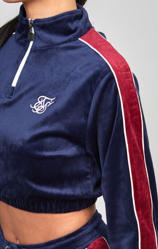 SikSilk Women Navy Velour Track Top XTFJ112 Apparel