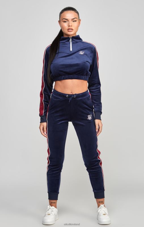 SikSilk Women Navy Velour Track Top XTFJ112 Apparel