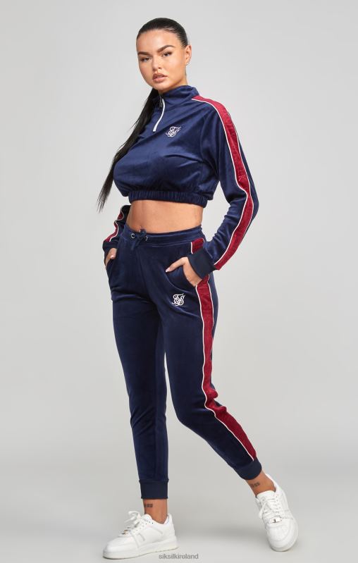 SikSilk Women Navy Velour Track Top XTFJ112 Apparel