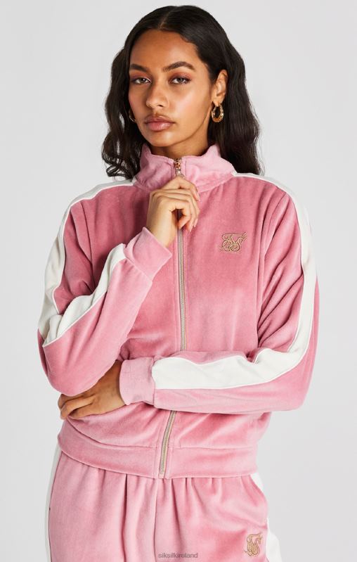 SikSilk Women Pink Velour Track Top XTFJ111 Apparel