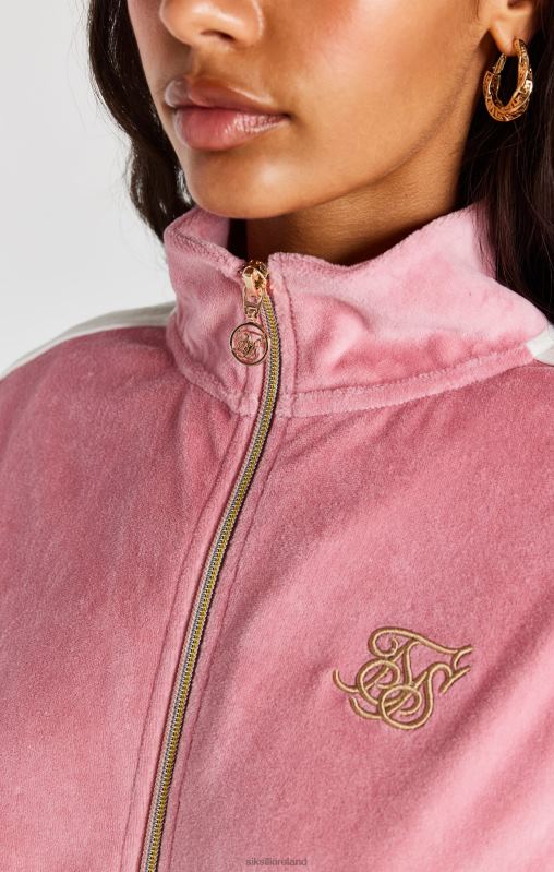 SikSilk Women Pink Velour Track Top XTFJ111 Apparel