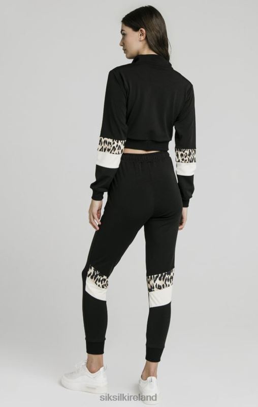 SikSilk Women Quarter Leopard Track Top - Black XTFJ119 Apparel