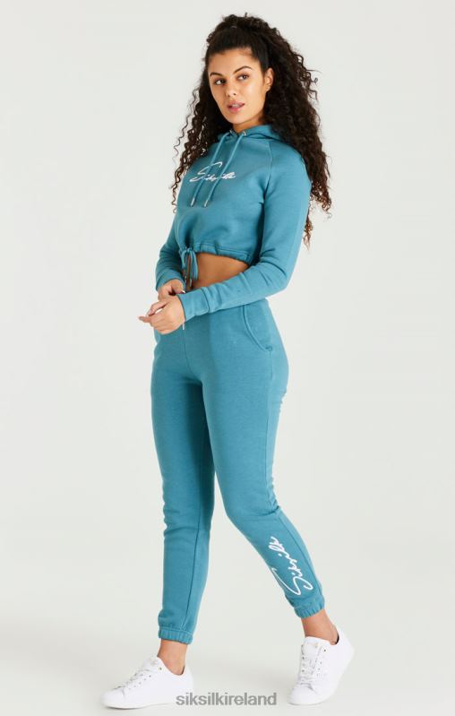 SikSilk Women Teal Essential Cropped Hoodie XTFJ120 Apparel