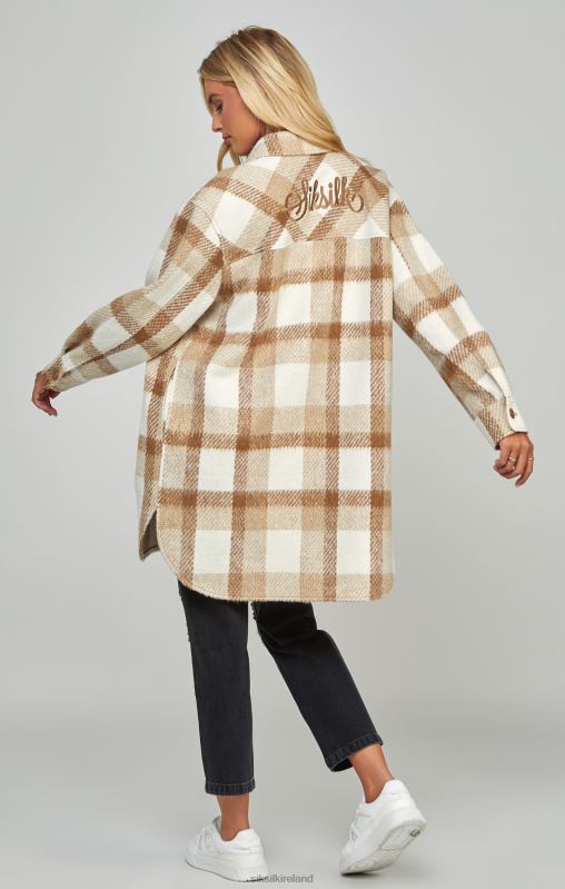 SikSilk Women Beige Checked Shacket XTFJ137 Apparel