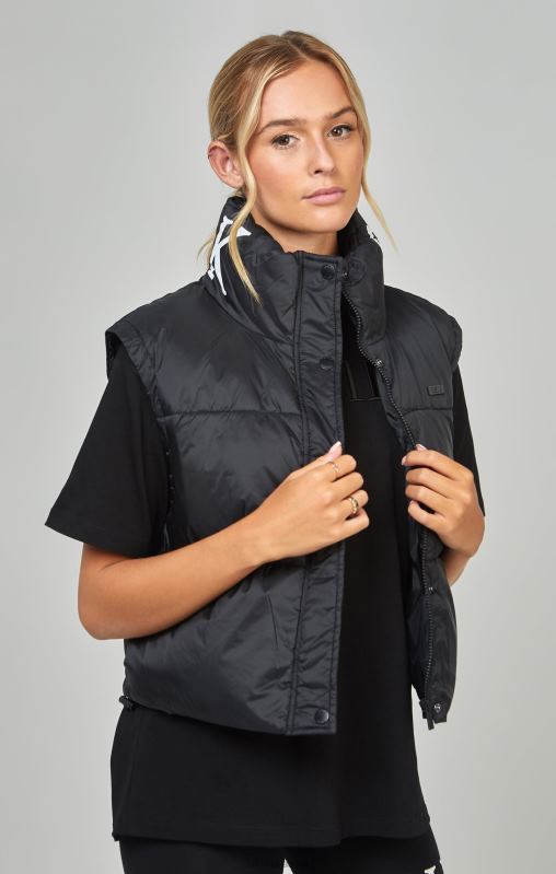 SikSilk Women Black Cropped Gilet XTFJ132 Apparel