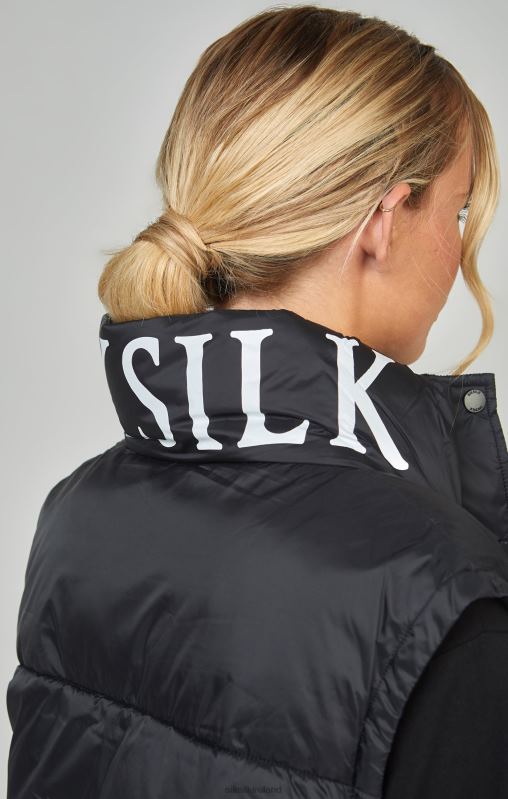 SikSilk Women Black Cropped Gilet XTFJ132 Apparel