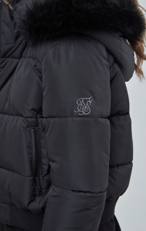 SikSilk Women Black Cropped Parka XTFJ127 Apparel