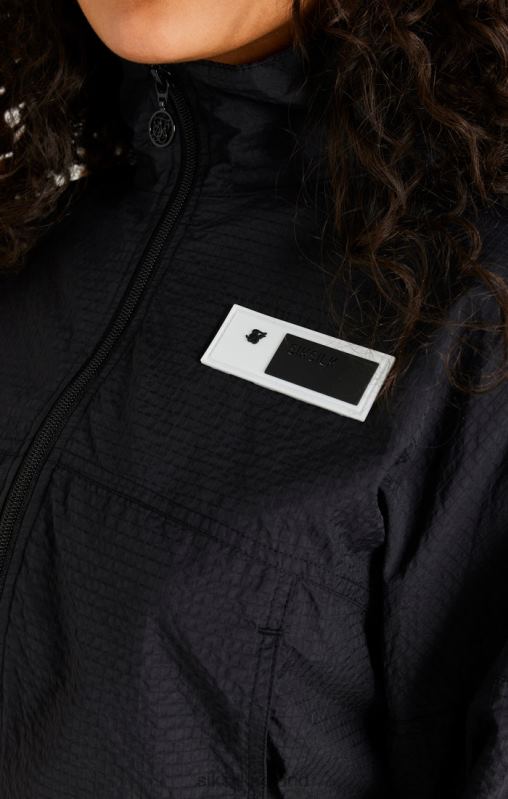 SikSilk Women Black Cropped Ruched Jacket XTFJ139 Apparel