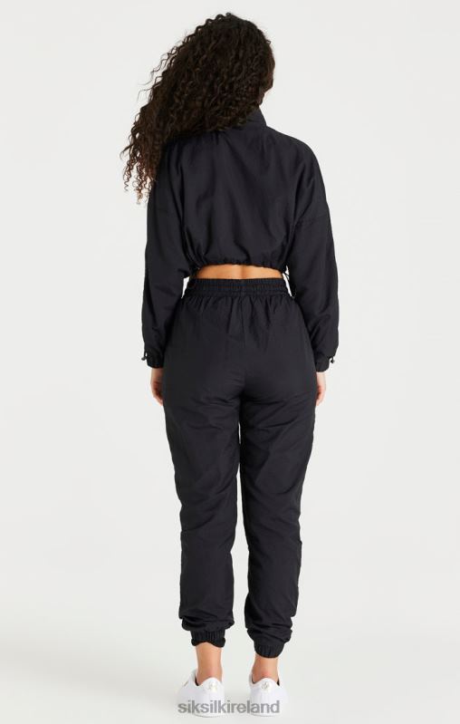 SikSilk Women Black Cropped Ruched Jacket XTFJ139 Apparel