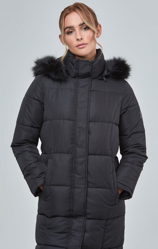 SikSilk Women Black Longline Padded Parka XTFJ129 Apparel