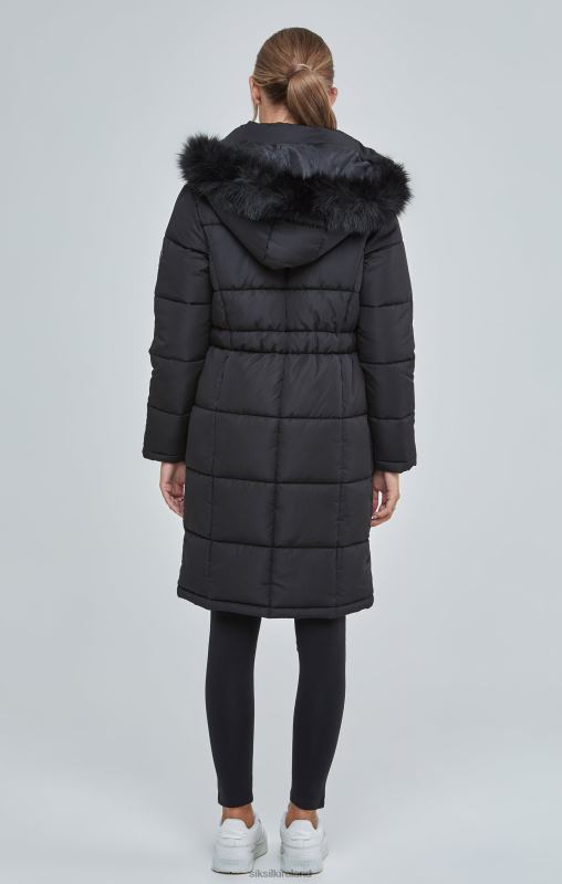 SikSilk Women Black Longline Padded Parka XTFJ129 Apparel