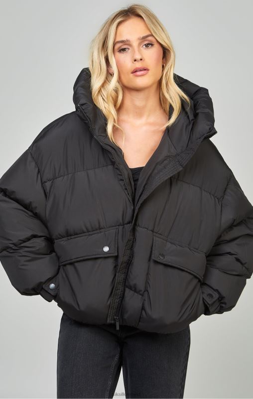 SikSilk Women Black Oversized Padded Coat XTFJ124 Apparel