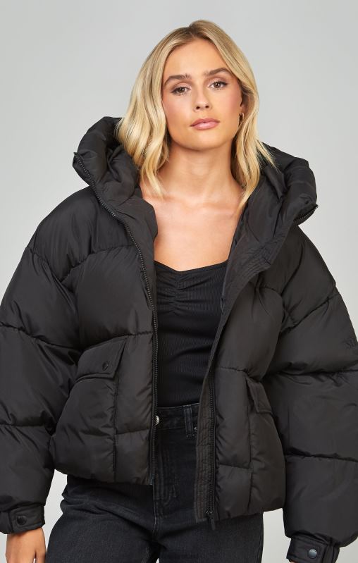 SikSilk Women Black Oversized Padded Coat XTFJ124 Apparel
