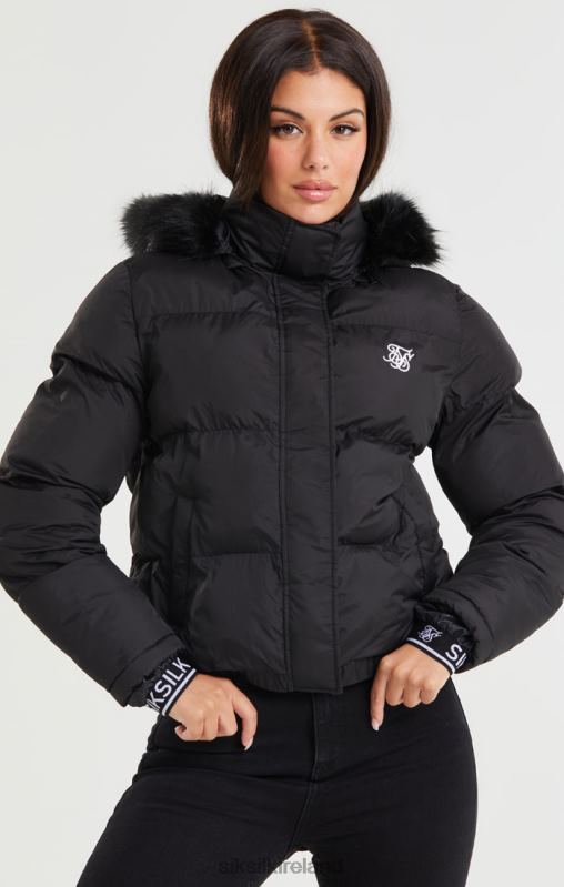 SikSilk Women Core Cropped Parka - Black XTFJ140 Apparel