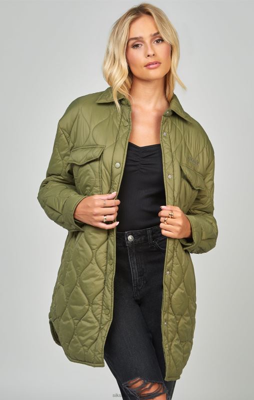 SikSilk Women Khaki Lightweight Quilt Jacket XTFJ126 Apparel