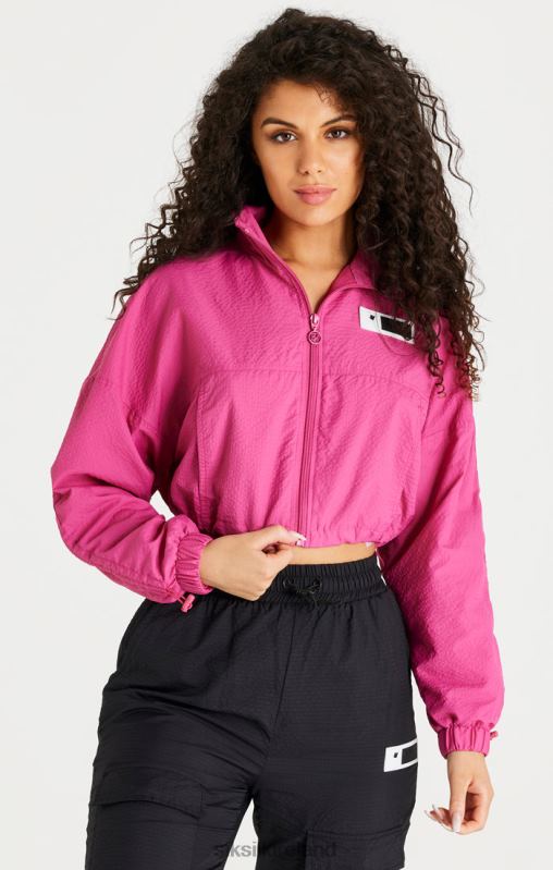 SikSilk Women Pink Cropped Ruched Jacket XTFJ134 Apparel