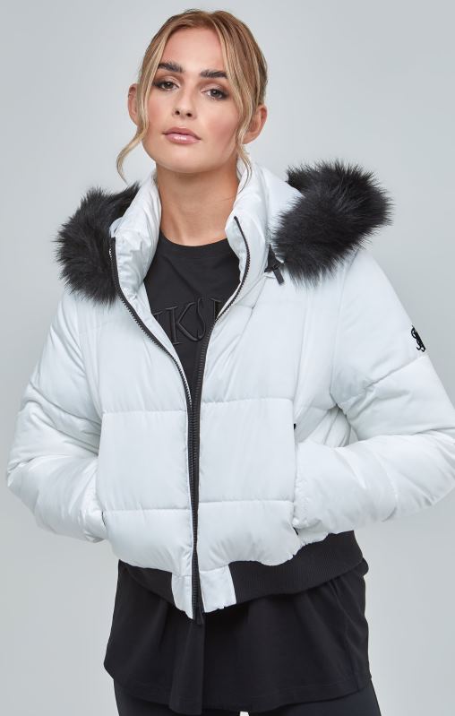 SikSilk Women White Cropped Parka XTFJ130 Apparel