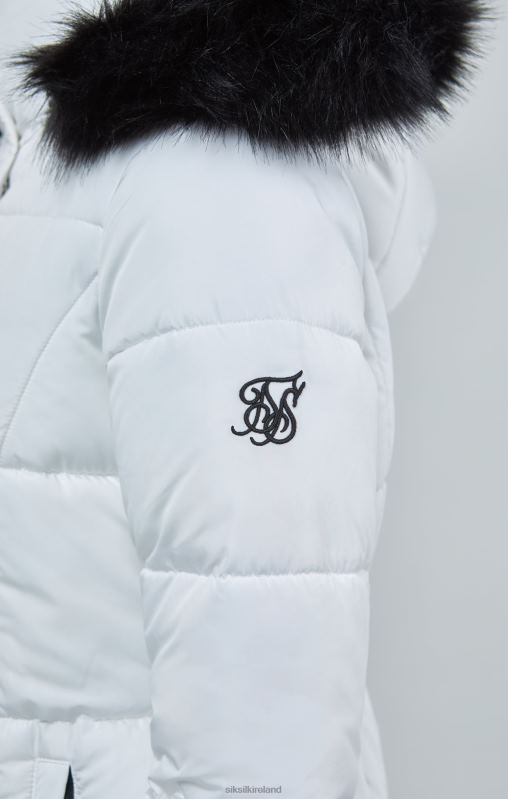 SikSilk Women White Longline Padded Parka XTFJ128 Apparel