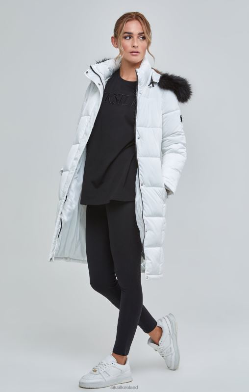 SikSilk Women White Longline Padded Parka XTFJ128 Apparel
