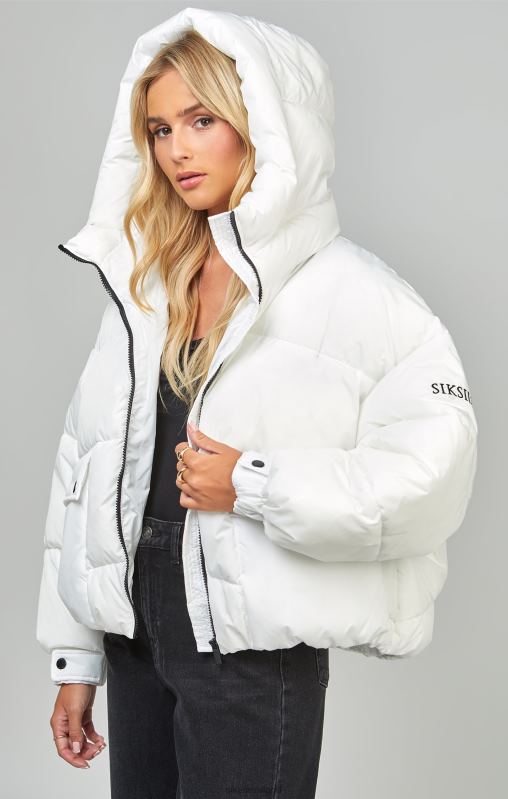 SikSilk Women White Oversized Padded Coat XTFJ125 Apparel