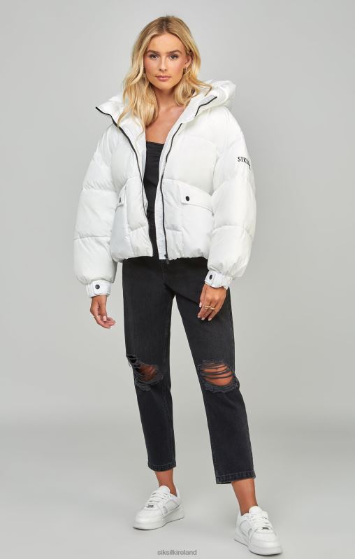 SikSilk Women White Oversized Padded Coat XTFJ125 Apparel