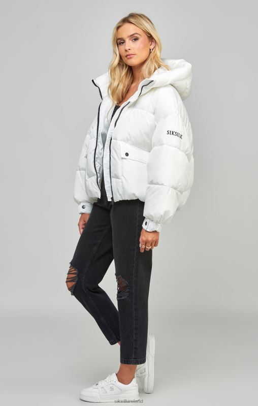 SikSilk Women White Oversized Padded Coat XTFJ125 Apparel