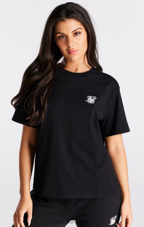 SikSilk Women Black Essential Boyfriend T-Shirt XTFJ40 Apparel