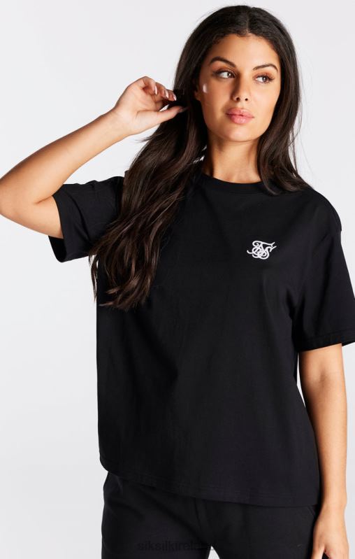 SikSilk Women Black Essential Boyfriend T-Shirt XTFJ40 Apparel