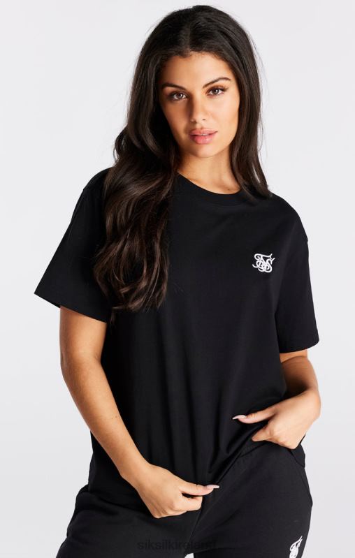SikSilk Women Black Essential Boyfriend T-Shirt XTFJ40 Apparel